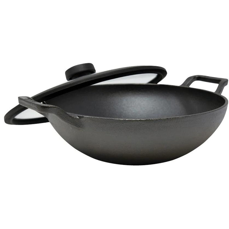 Meyer 30cm Cast Iron Kadai with Lid 48496 IMAGE 2