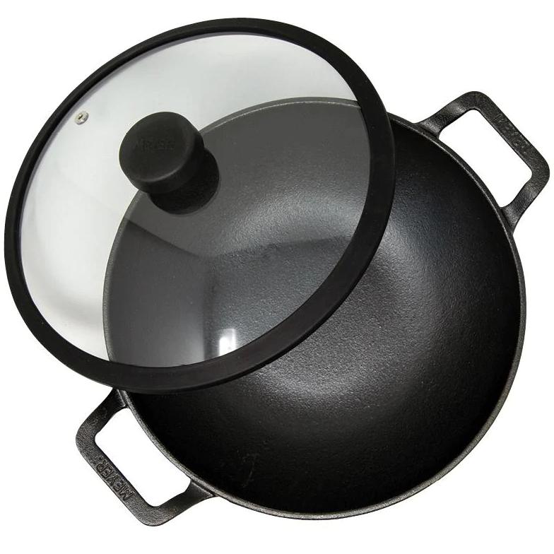 Meyer 30cm Cast Iron Kadai with Lid 48496 IMAGE 3