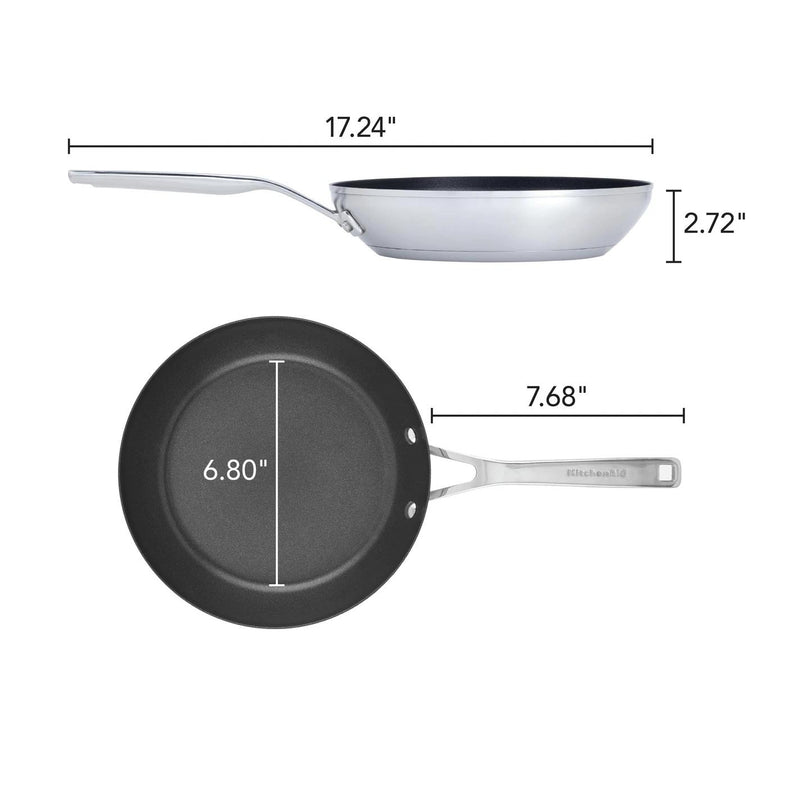 KitchenAid 9.5in 3-Ply Base Stainless Steel Non-Stick Frying Pan 71008 IMAGE 2