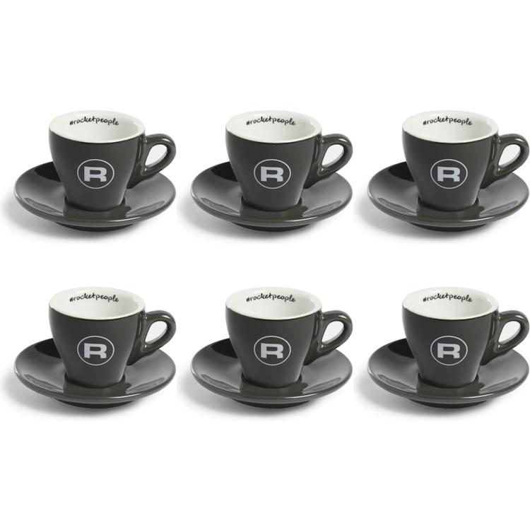 Rocket Espresso Milano Hashtag Flat Cup Set Of 6 – Grey R01RA99907209 IMAGE 2