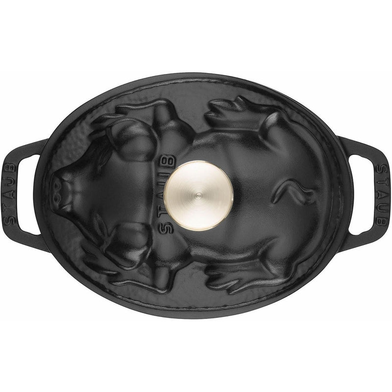 Staub 1 Liter Cast Iron Oval Cocotte with Pig Lid 1003185 IMAGE 2