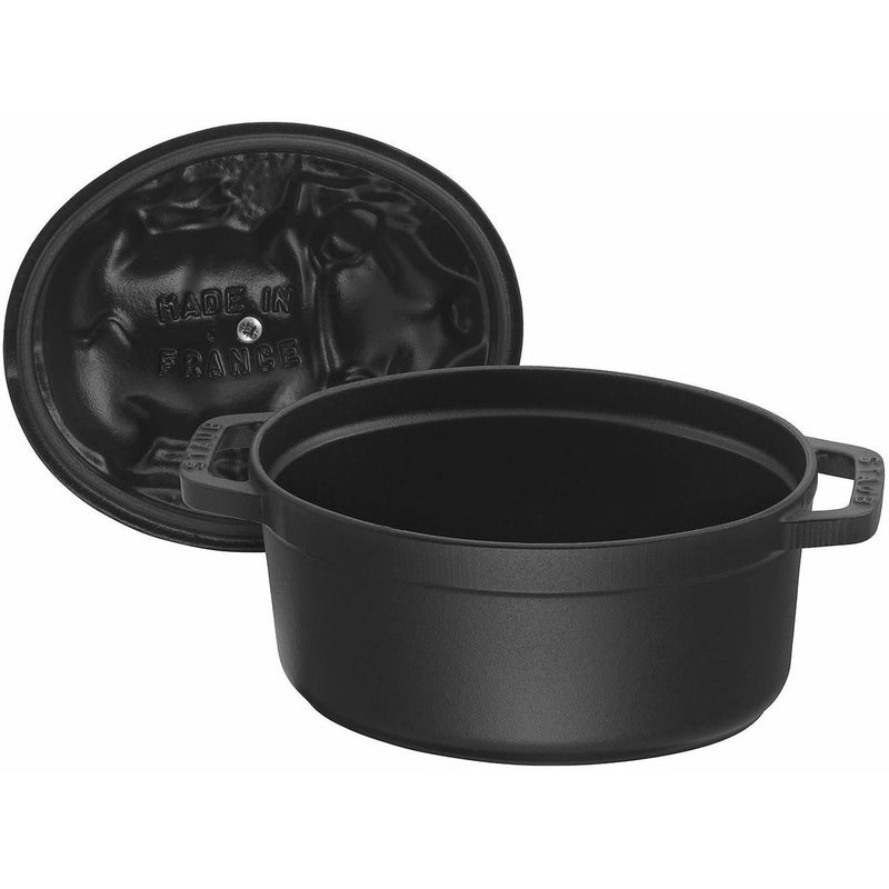 Staub 1 Liter Cast Iron Oval Cocotte with Pig Lid 1003185 IMAGE 3