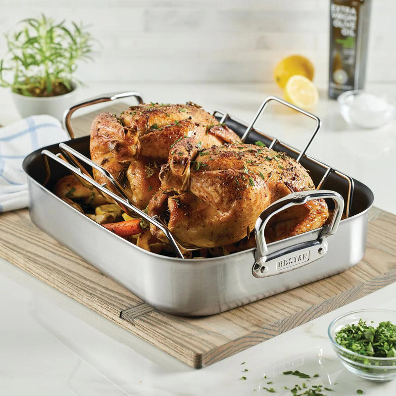 Hestan Provisions Classic Clad Nonstick Roaster with Stainless Steel Rack, 14.5-inch 31684 IMAGE 2