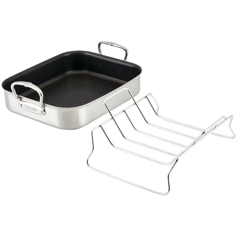 Hestan Provisions Classic Clad Nonstick Roaster with Stainless Steel Rack, 14.5-inch 31684 IMAGE 3