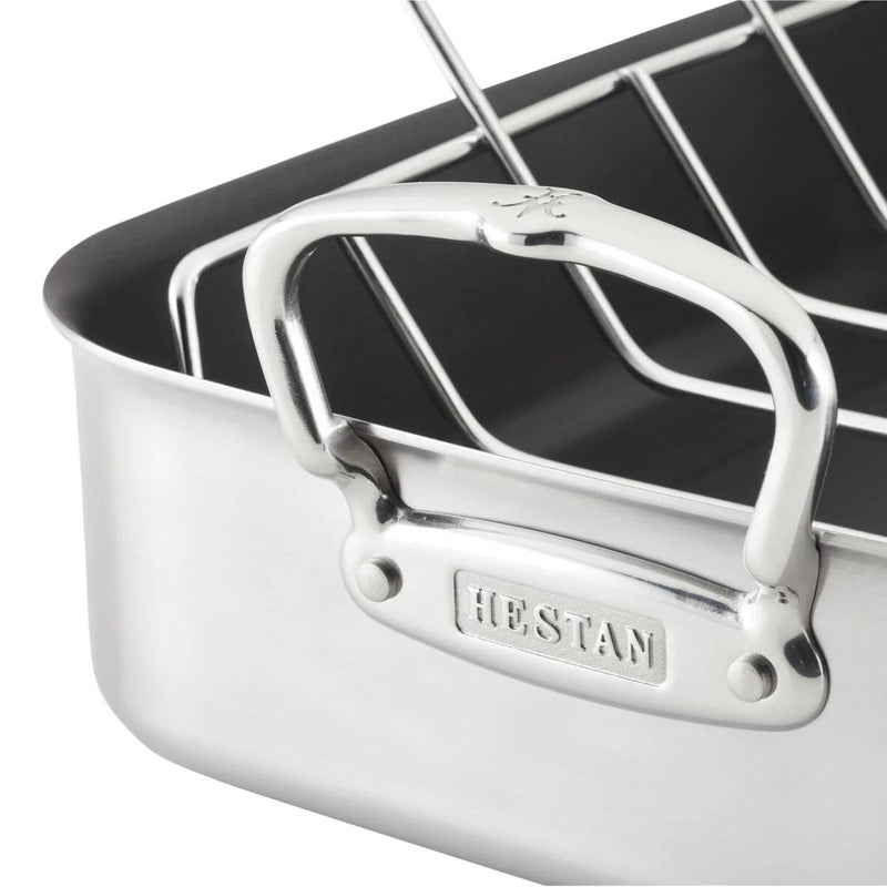 Hestan Provisions Classic Clad Nonstick Roaster with Stainless Steel Rack, 14.5-inch 31685 IMAGE 3