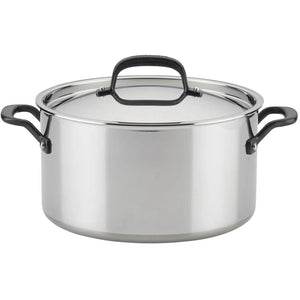 KitchenAid 5-Ply Clad Stainless Steel Stockpot with Lid, 8-Quart 30002-TF05 IMAGE 1