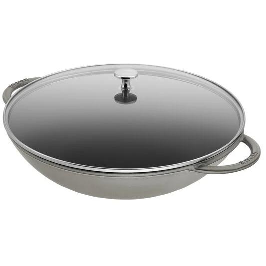 Staub 37CM CAST IRON WOK WITH GLASS LID 1003950 IMAGE 1